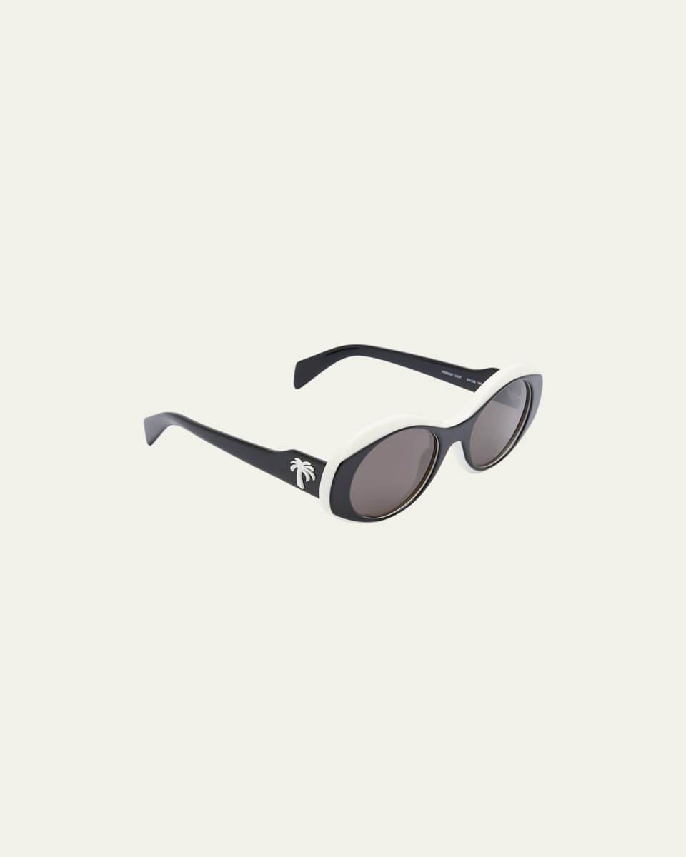 Doyle Black & White Acetate Oval Sunglasses